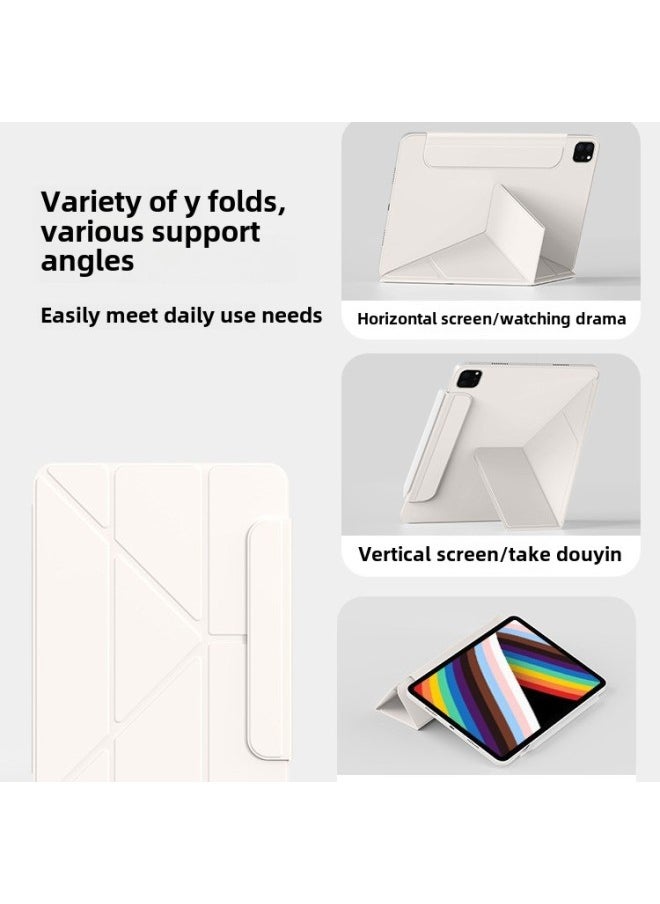 Generic - Suitable For Ipadair6 Protective Case Pro13 Protective Case 11 Double-sided Clip Y-fold Horizontal And Vertical Support Air5 Magnetic Attraction Frameless-Colors:Distinguished Black 】-Applicable Mod - Image 1
