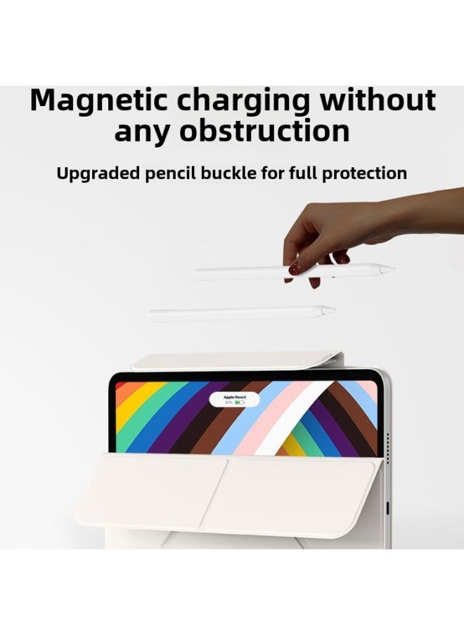 Generic - Suitable For Ipadair6 Protective Case Pro13 Protective Case 11 Double-sided Clip Y-fold Horizontal And Vertical Support Air5 Magnetic Attraction Frameless-Colors:Distinguished Black 】-Applicable Mod - Image 1