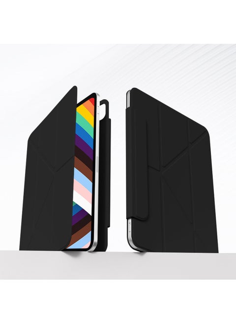 Suitable For Ipadair6 Protective Case Pro13 Protective Case 11 Double-sided Clip Y-fold Horizontal And Vertical Support Air5 Magnetic Attraction Frameless-Colors:Distinguished Black 】-Applicable Mod