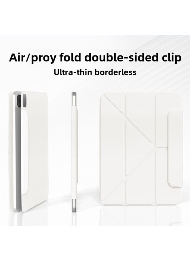 Generic - Suitable For Ipadair6 Protective Case Pro13 Protective Case 11 Double-sided Clip Y-fold Horizontal And Vertical Support Air5 Magnetic Attraction Frameless-Colors:Distinguished Black 】-Applicable Mod - Image 1