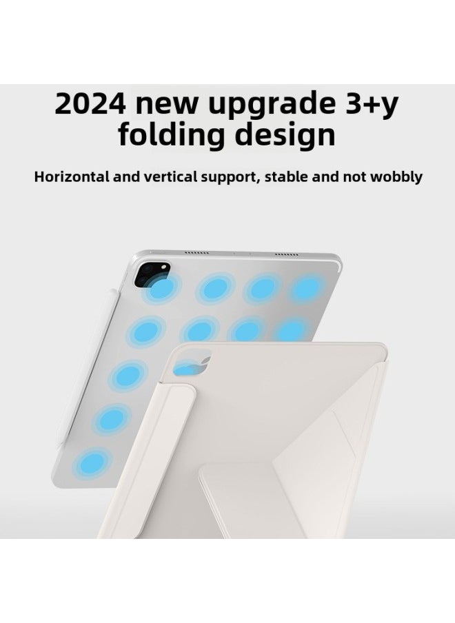 Generic - Suitable For Ipadair6 Protective Case Pro13 Protective Case 11 Double-sided Clip Y-fold Horizontal And Vertical Support Air5 Magnetic Attraction Frameless-Colors:Distinguished Black 】-Applicable Mod - Image 1
