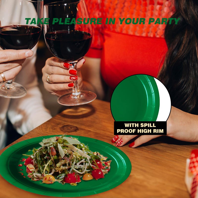 Tyzarglef Disposable Paper Plates Festive green  50 Count 7  Dessert Cake Plates Bulk for Party Supplies  Colored and Sturdy Party Plates for Birthday  Halloween  Christmas party supplies - Image 4