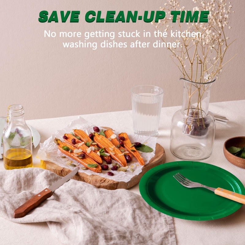 Tyzarglef Disposable Paper Plates Festive green  50 Count 7  Dessert Cake Plates Bulk for Party Supplies  Colored and Sturdy Party Plates for Birthday  Halloween  Christmas party supplies - Image 3