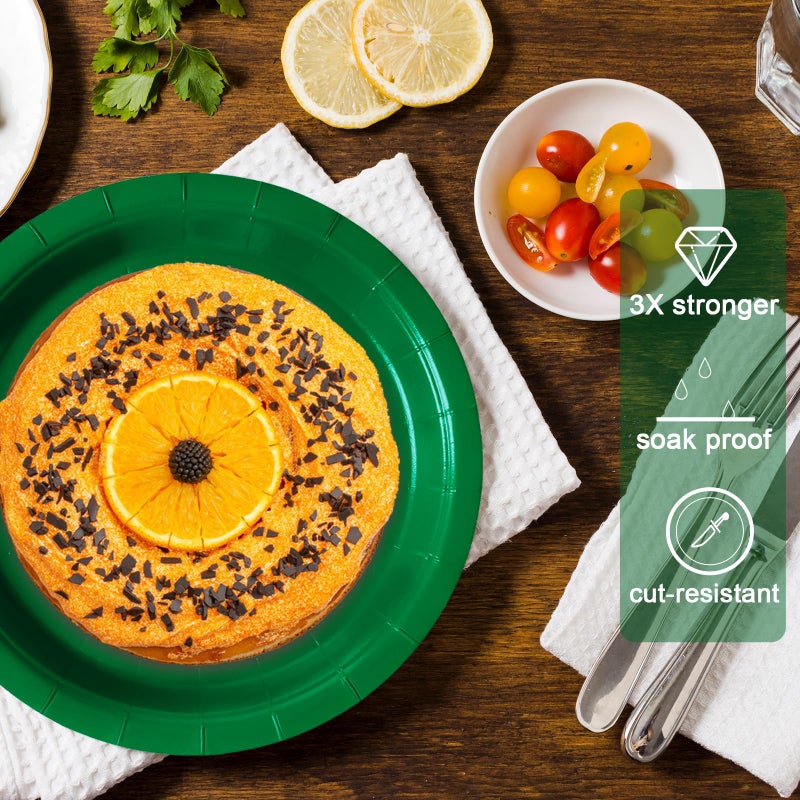 Tyzarglef Disposable Paper Plates Festive green  50 Count 7  Dessert Cake Plates Bulk for Party Supplies  Colored and Sturdy Party Plates for Birthday  Halloween  Christmas party supplies - Image 2