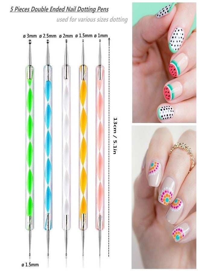 FULINJOY 21Pcs Nail Art Brushes Set, 1 Resin Nail Art Palette, 5 Nail Art Dotting Pens, 15 Nail Art Brushes, Nail Polish Mixing Palette Double-Ended Dotting Pen Nail Liner Brush Nail Drawing Brushes - Image 4