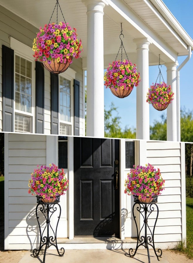 Roberly Artificial Hanging Flowers for Outdoors with Hanging Basket Fake Silk Flowers Plastic Faux Plants UV Resistant for Spring Summer Front Porch Porch Patio Garden Home Decor, Mixed Color - Image 5