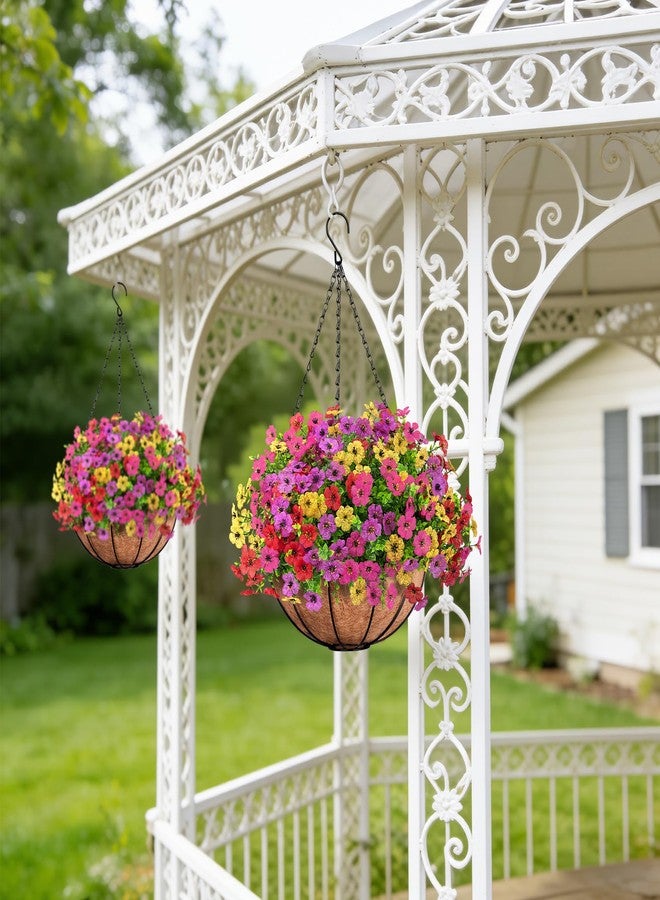 Roberly Artificial Hanging Flowers for Outdoors with Hanging Basket Fake Silk Flowers Plastic Faux Plants UV Resistant for Spring Summer Front Porch Porch Patio Garden Home Decor, Mixed Color - Image 4