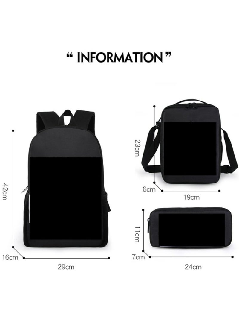 MINECRAFT Digital Printing Large Capacity Backpack Three piece Set Lunch Bag Pen Bag Polyester Comfortable Load Reducing Backpack for Students and Children Unisex  - Image 2