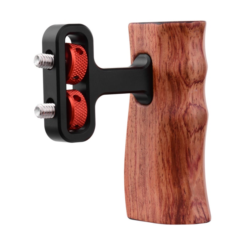 Camera Cage Wooden Handle: Solid Wood & Aluminum Alloy, Ergonomic Adjustable Grip, Left-Handed Right-Handed Compatible - Durable Construction with 1/4"-20 Mounting Screws for Camera Cage Setup - Image 5