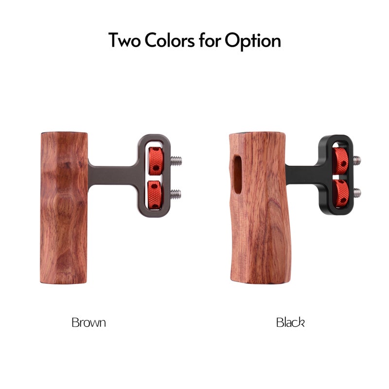 Camera Cage Wooden Handle: Solid Wood & Aluminum Alloy, Ergonomic Adjustable Grip, Left-Handed Right-Handed Compatible - Durable Construction with 1/4"-20 Mounting Screws for Camera Cage Setup - Image 3