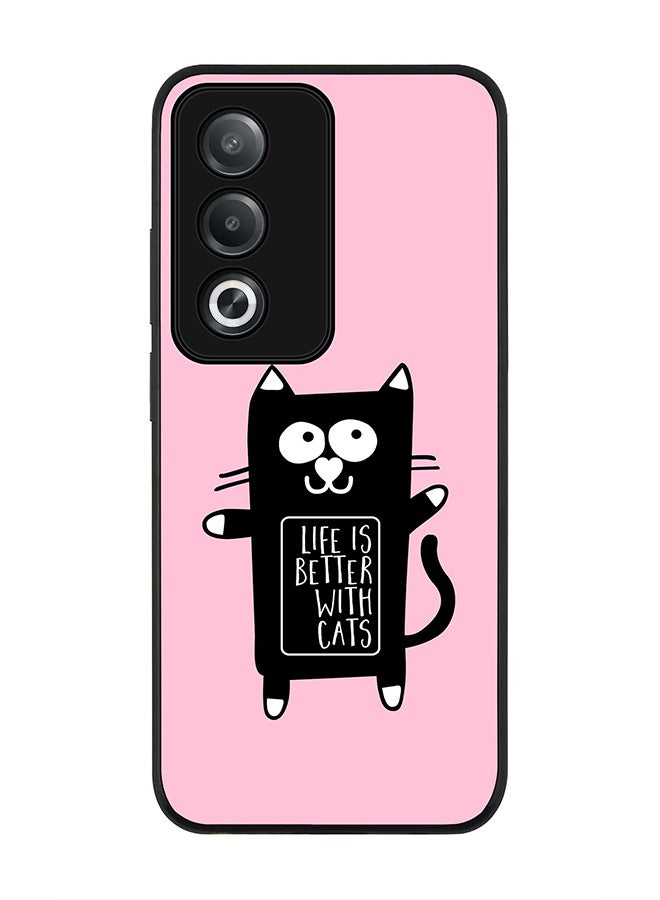 Stylizedd For Oppo A3 Pro / A80 Case,Slim fit Camera Protection, Shockproof Thin Phone cover - Life is better with cats - Image 1