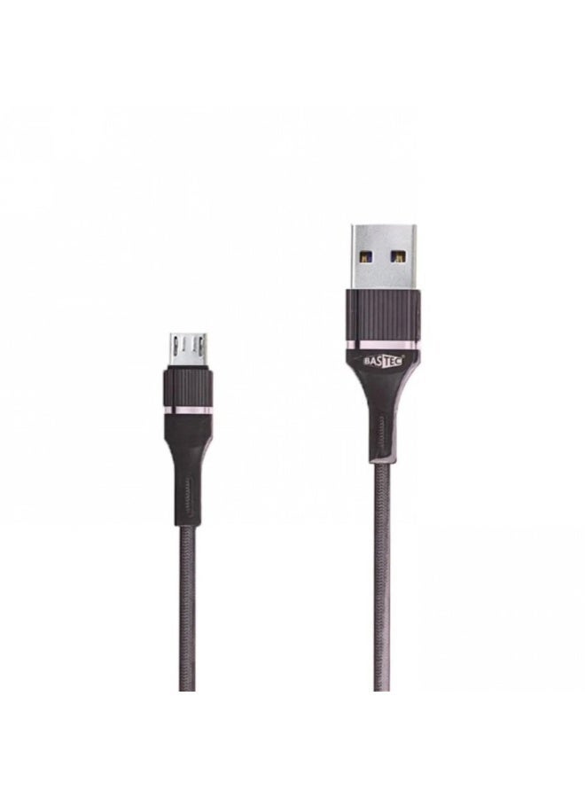 BASTEC - USB to Micro & Lightning Data and Charging Cable, 1M Length, 3.0A Power, Braided Material, Fast Charging, Black Color - Image 2