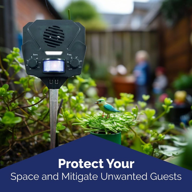 Bird-X Solar Yard Gard, Ultrasonic and Solar-Powered Animal Decoy Device with Motion Sensor, Easy to Install, Covers up to 3,000 sq. ft., 15-25 kHz Frequency, 8.5" x 7" x 4" - Image 3