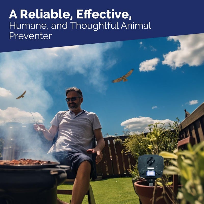 Bird-X Solar Yard Gard, Ultrasonic and Solar-Powered Animal Decoy Device with Motion Sensor, Easy to Install, Covers up to 3,000 sq. ft., 15-25 kHz Frequency, 8.5" x 7" x 4" - Image 4