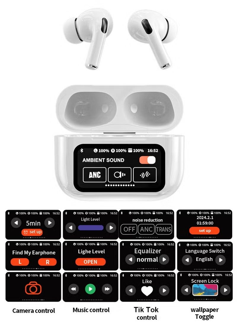 Arabest TWS Bluetooth 5.4 Wireless In-Ear Headset Ultra-Low Latency Music Bluetooth Earphones and 360° Stereo Sound Bluetooth Earbuds with Touch Screen Display Bluetooth Headphones with Control - Image 1