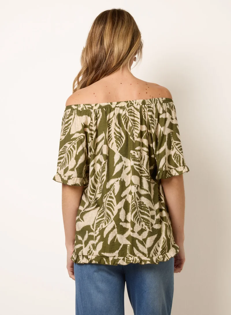 بلو فانيلا Printed Tie Front Top