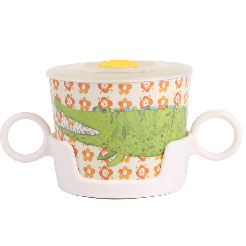 shopwithgreen 7Pcs/Set Bamboo Kids Dinnerware Set - Children Dishes - Food Plate Bowl Cup Spoon Fork Set Dishware, Cartoon Tableware, Dishwasher Safe Kids Healthy Mealtime, BPA Free - Image 4