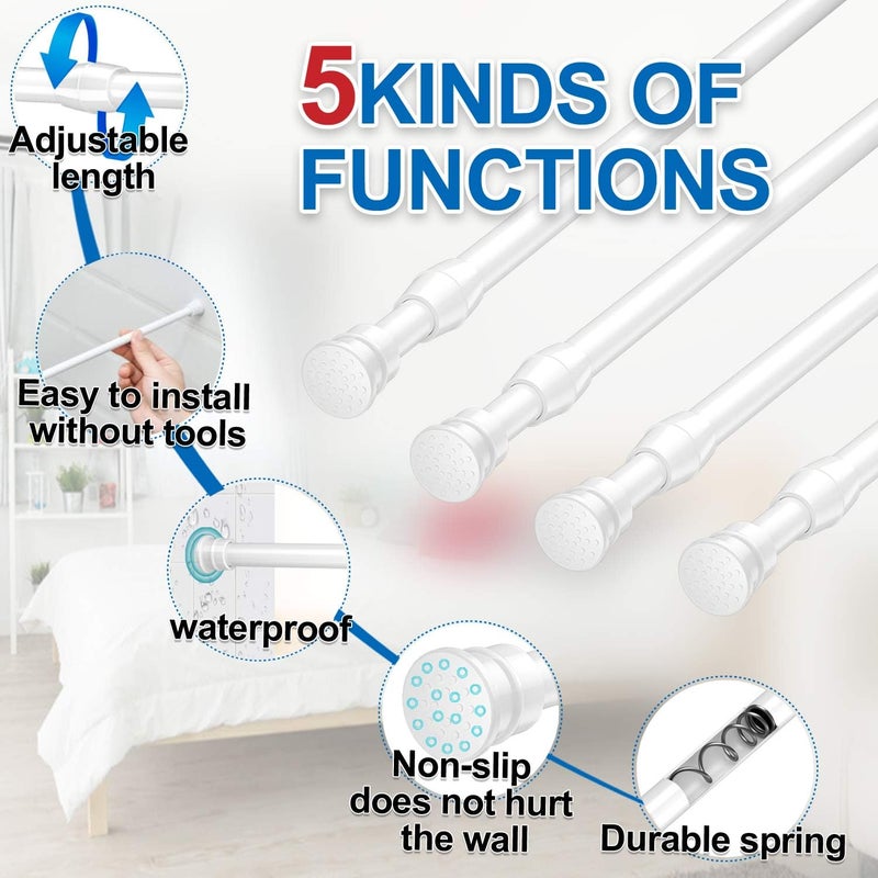 AIZESI Spring Tension Curtain Rods Short Tension Rod (White,28" to 38"-4Pcs) - Image 2