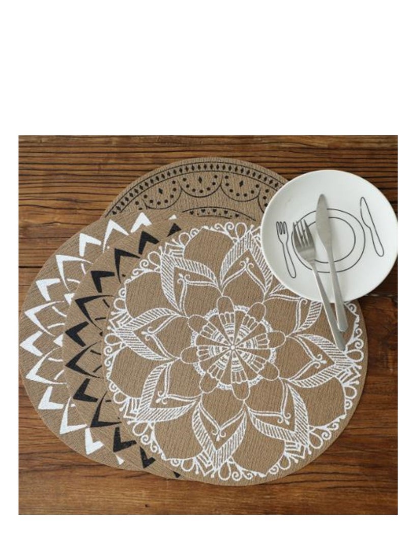 Golden - 38cm Modern Minimalist Placemats|Wipeable Round Coffee Tea Mat|PVC Place Mats Suitable For Kitchen Holiday Dinner Decor ( 6PCS) - Image 1