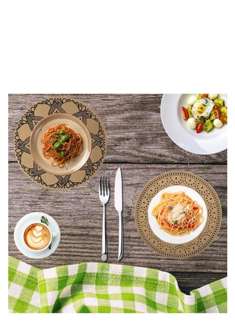 Golden - 38cm Modern Minimalist Placemats|Wipeable Round Coffee Tea Mat|PVC Place Mats Suitable For Kitchen Holiday Dinner Decor ( 6PCS) - Image 1