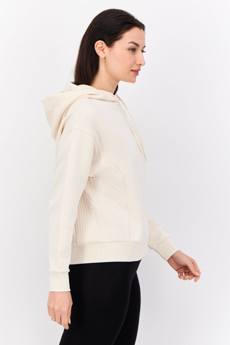 Adidas Women Sportswear Fit Long Sleeve Outdoor Hoodies, Cream  - Image 2