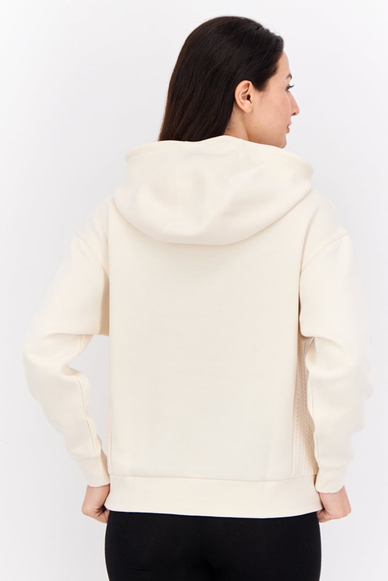 Adidas Women Sportswear Fit Long Sleeve Outdoor Hoodies, Cream  - Image 3