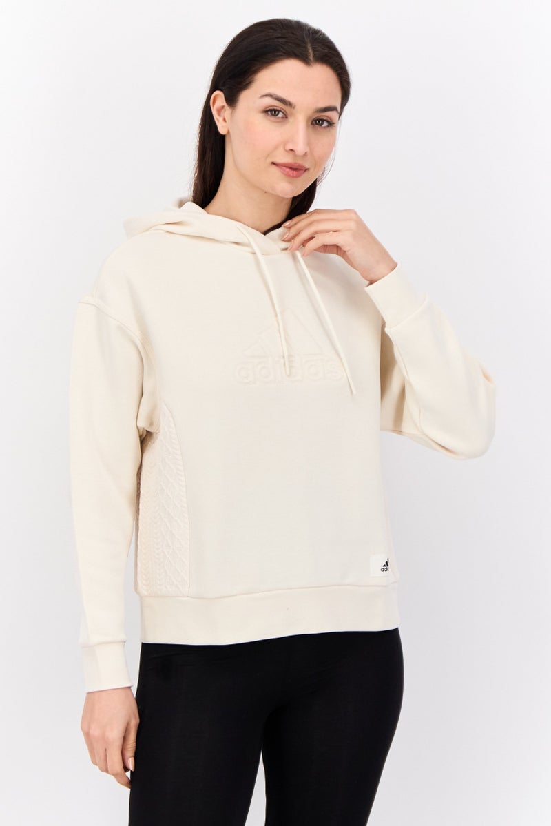 Adidas Women Sportswear Fit Long Sleeve Outdoor Hoodies, Cream  - Image 1