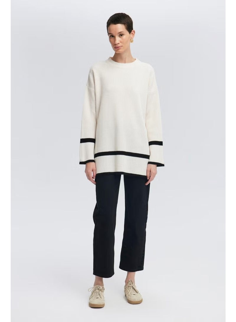 Touche Striped Detailed Knit Tunic - Image 1