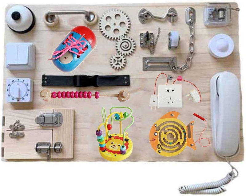 كلاراكو لوحة أنشطة خشبية مكونة من قطع خشبية، لعبة سفر، أدوات تنمية للأطفال، 11 × 6 سم - Image 5