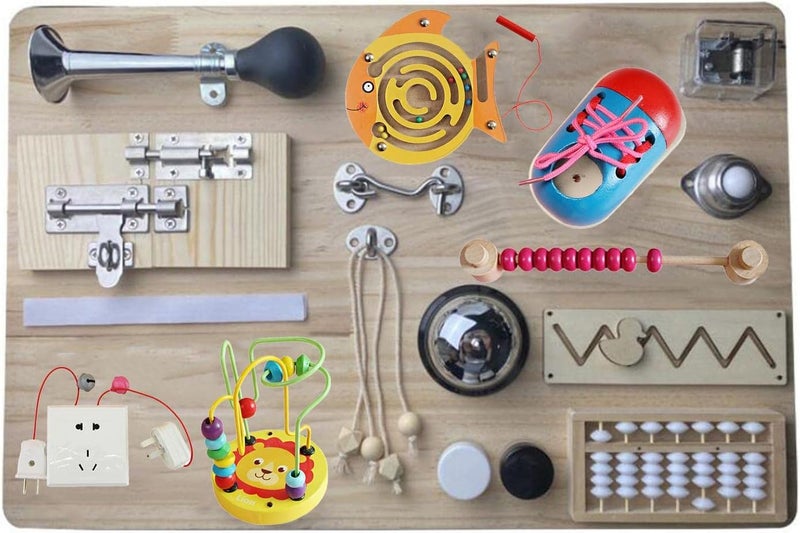 كلاراكو لوحة أنشطة خشبية مكونة من قطع خشبية، لعبة سفر، أدوات تنمية للأطفال، 11 × 6 سم - Image 2