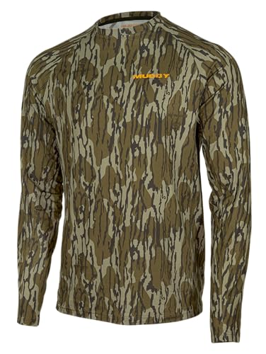 Muddy Outdoors Mens TRX Base Layer Shirt Mossy Oak Bottomland Large - Image 1