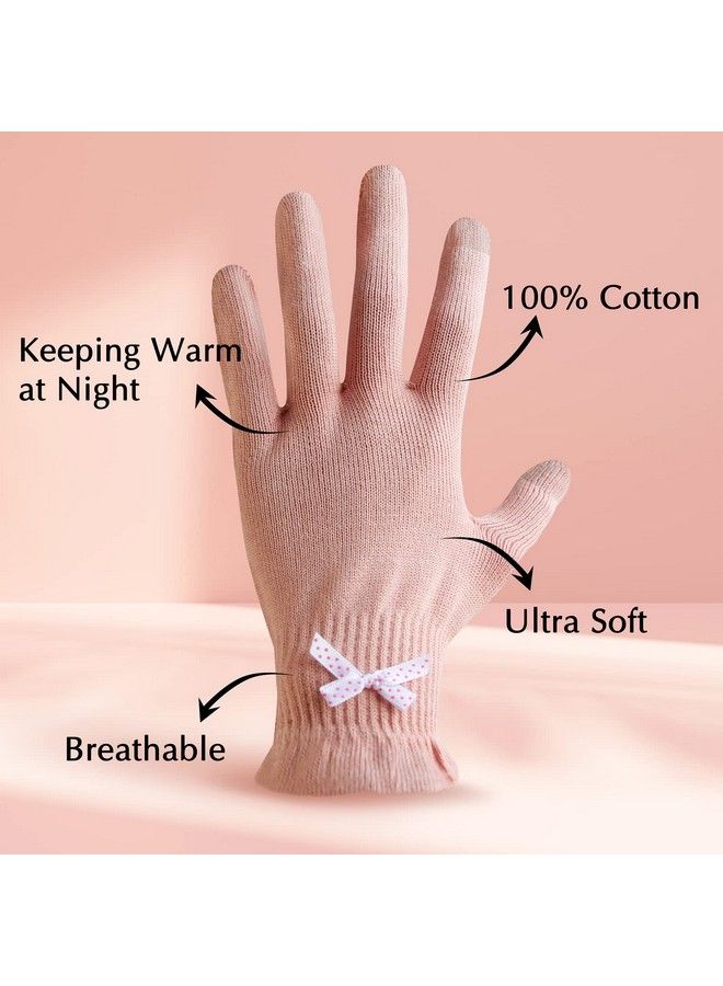 Evridwear Moisturizing Gloves For Sleeping Cotton Gloves With Touchscreen Fingers For Dry Hands Eczema Gloves Overnight Uv Protection Gloves For Women6 Pair SM Feather Weight Pink Color - Image 4