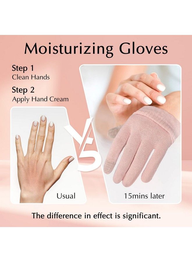 Evridwear Moisturizing Gloves For Sleeping Cotton Gloves With Touchscreen Fingers For Dry Hands Eczema Gloves Overnight Uv Protection Gloves For Women6 Pair SM Feather Weight Pink Color - Image 3