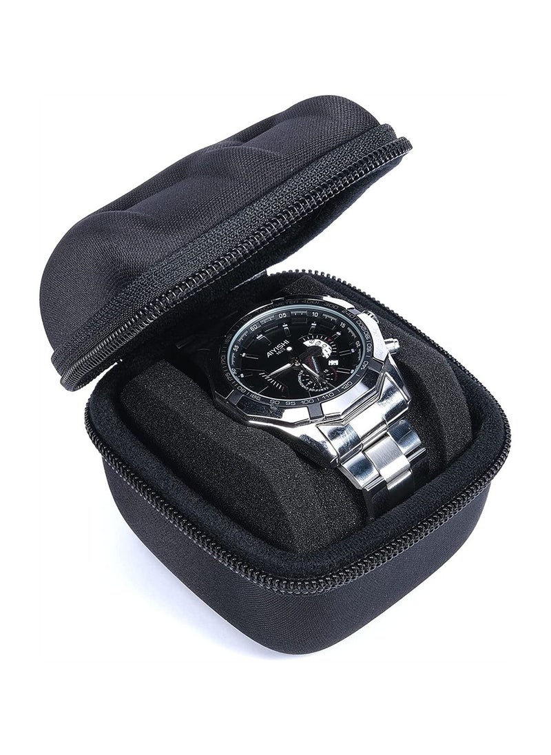 Excefore - Watch Travel Case 1 Slot Watch Roll Case Storage and Organizer for Men and Women Zipper Watch Box with Anti-move Watch Pillow - Image 1