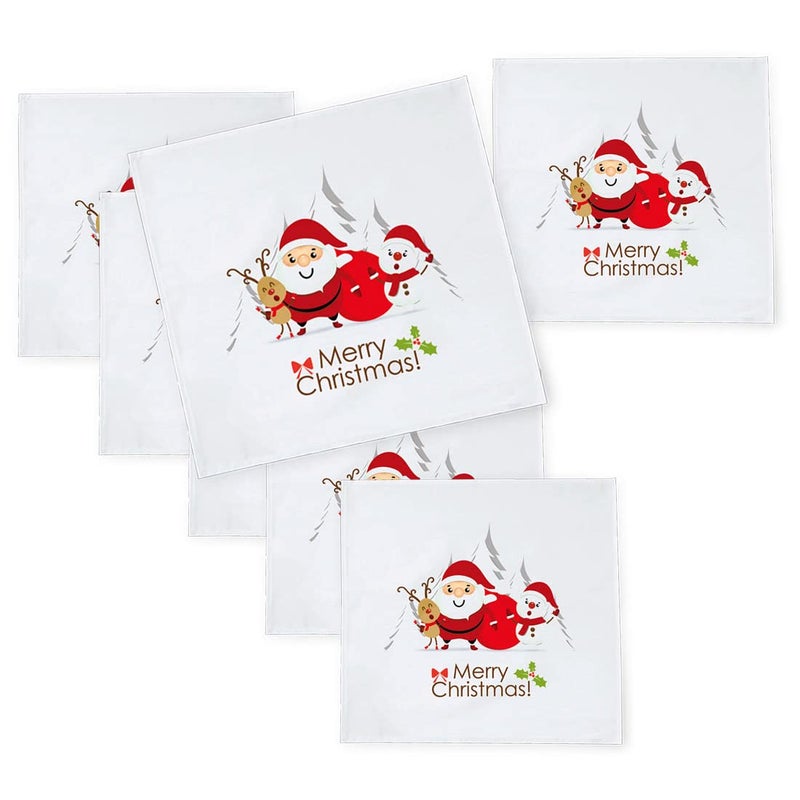 Khakee 6 Pcs Christmas Theme Silk Table Napkins 10x 10 for Xmas Decoration Christmas OrnamentsChristmas Giftxmas21771 - Image 1
