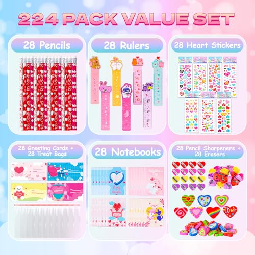 Thuodo 28 Pack Valentines Day Stationery Set for Kids Valentines Day Gift Card School Classroom Exchange Gifts Party Favors Supplies - Image 5
