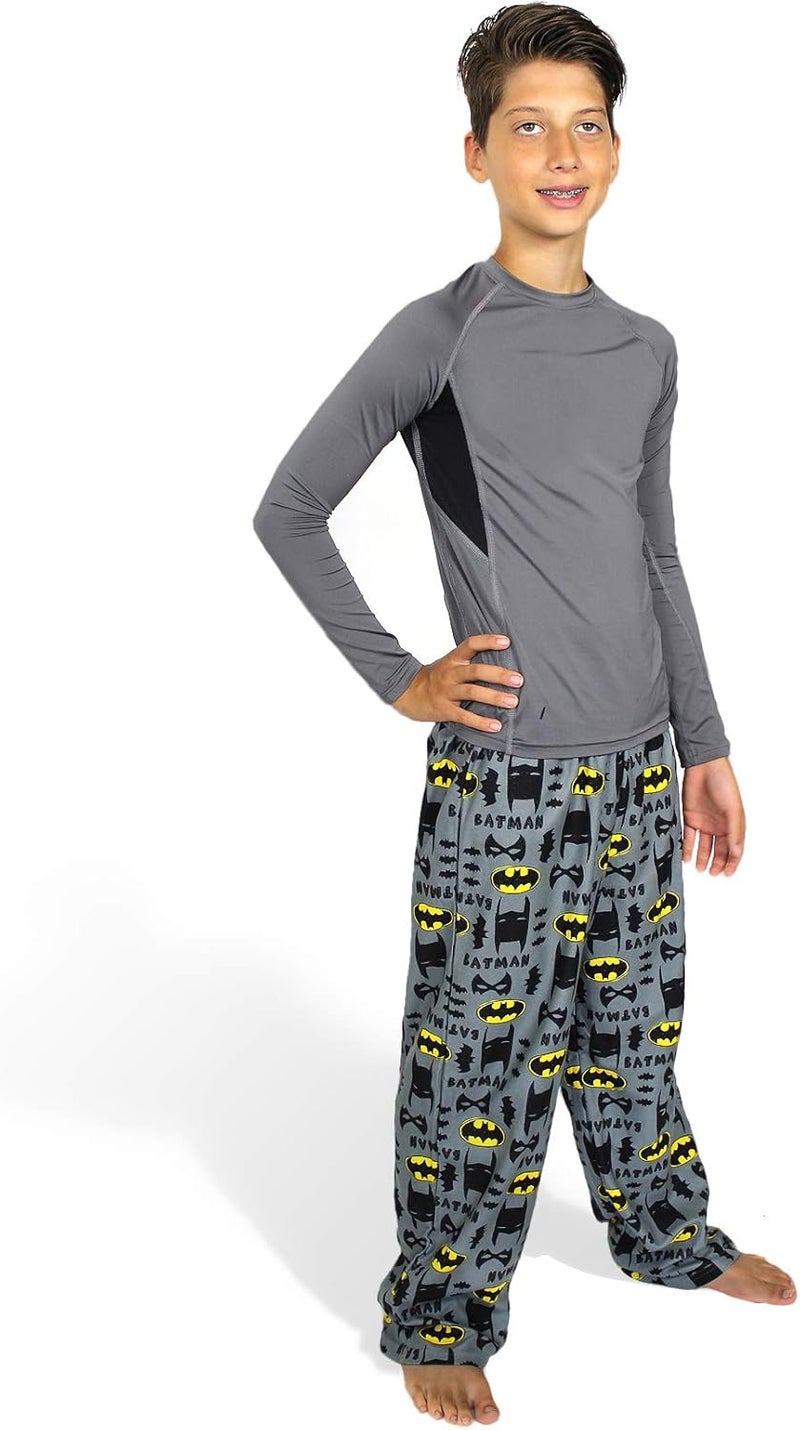 DC Comics Batman Boy's Flannel Pajama Pants (Medium / 6-8, Grey) - Image 1