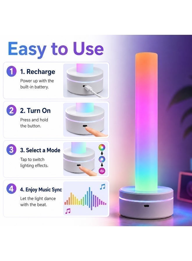 GroveMade RGB Sound Activated Night Light, Music Sync led Ambient Lamp with Rechargeable Battery, Color Changing Rhythm Light for Bedroom, Gaming Room, Desk & Party Decor - Image 4