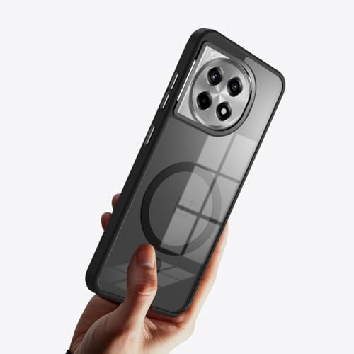 KARWAN Translucent Hybrid Back Case Cover Compatible with Oneplus 12R Shockproof Case with Camera Protection, N52 Magnet Cover Case with Magnetic MagEaze Wireless Charging Cover (Black) - Image 5
