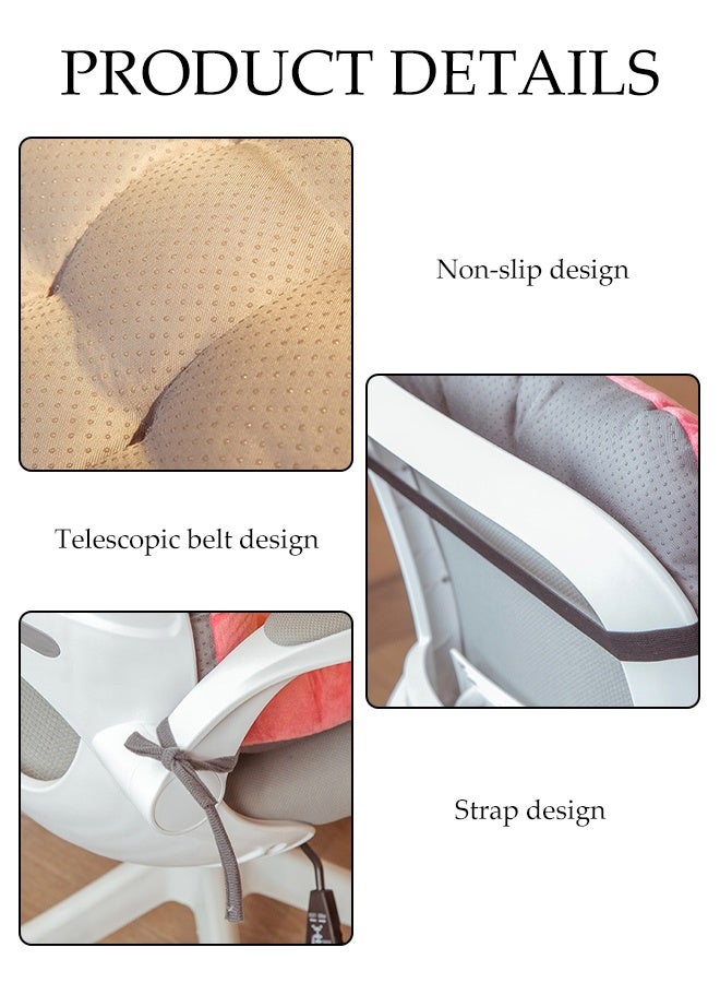 Chair Cushion,Plush PP Cotton,Comfortable  Non Slip Seat Cushion for Back,Lounger Pad with Back Support and Fixing Band,for Home Office - Image 3