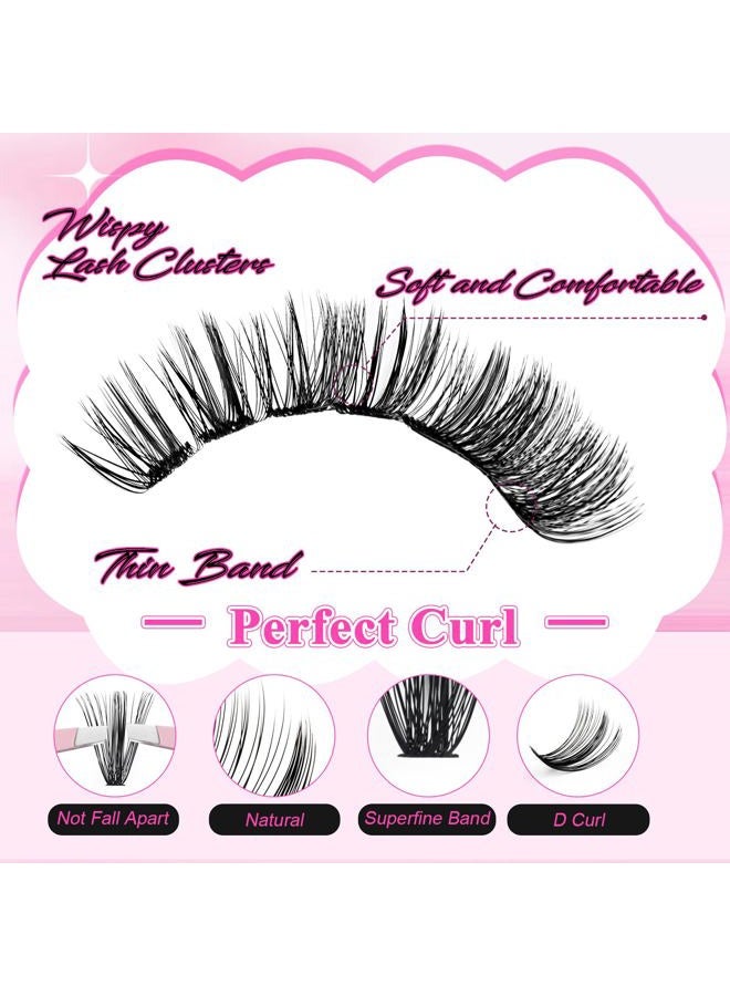 FADLASH طقم تمديد الرموش مجموعة رموش كلستر 40D رموش فردية طبيعية مع لاصق الرموش وختم ملقط الرموش للاستخدام الذاتي (40D-0.07D-12-18MIX KIT) - Image 2
