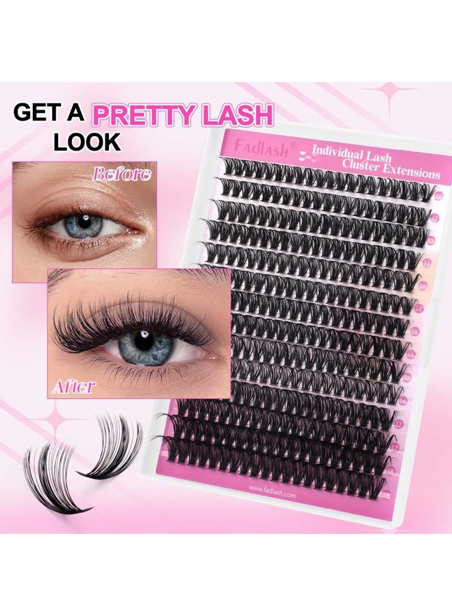 FADLASH طقم تمديد الرموش مجموعة رموش كلستر 40D رموش فردية طبيعية مع لاصق الرموش وختم ملقط الرموش للاستخدام الذاتي (40D-0.07D-12-18MIX KIT) - Image 5