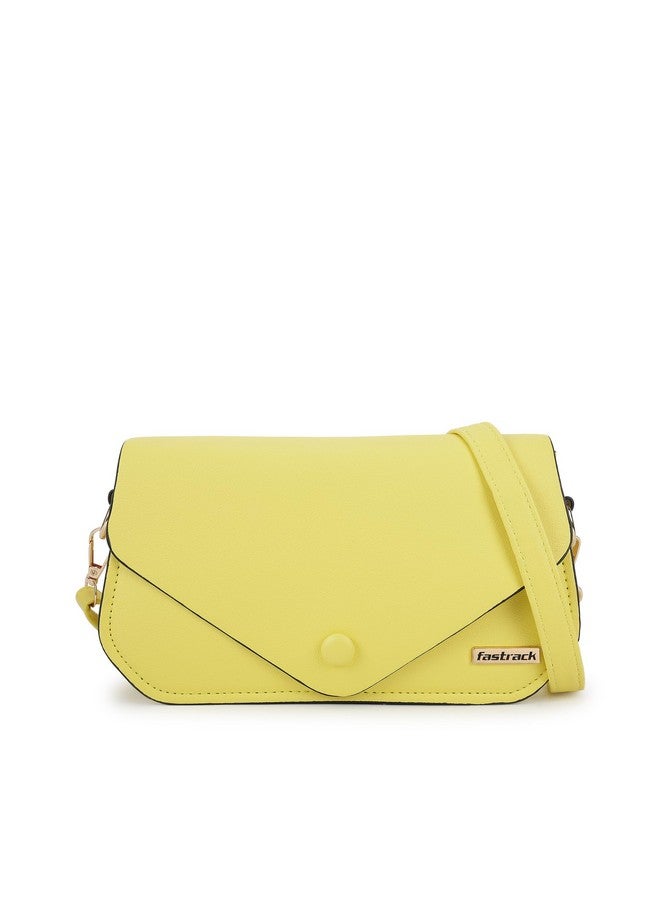 fastrack حقيبة صغيرة على شكل ظرف من فاستراك للنساء والفتيات والسيدات | مع إغلاق بزر الفلّاب | حقيبة يد للسيدات | حقائب للحمولة غير الرسمية | حقائب عصرية، صفراء - Image 1