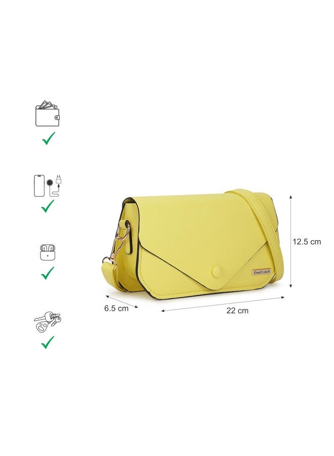 fastrack حقيبة صغيرة على شكل ظرف من فاستراك للنساء والفتيات والسيدات | مع إغلاق بزر الفلّاب | حقيبة يد للسيدات | حقائب للحمولة غير الرسمية | حقائب عصرية، صفراء - Image 4