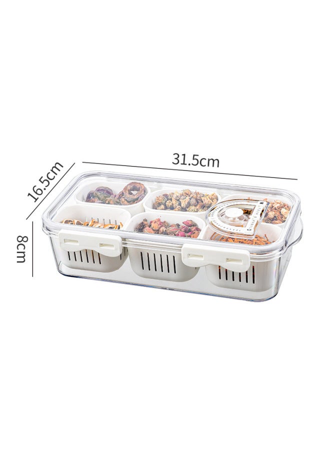 THUNDER Divided Storage Box Plastic Transparent Nordic Kitchen Seasoning Box Multifunctional Refrigerator Drain Storage Box - Image 1