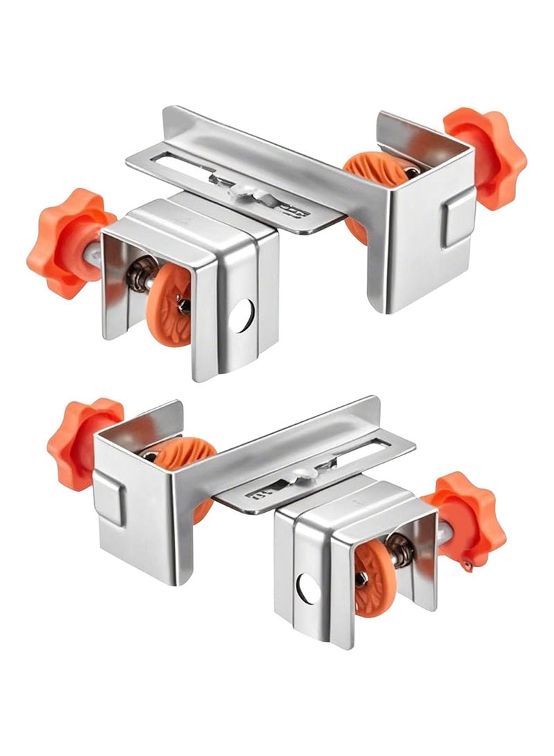 MVAQKLM  Drawer Front Installation Clamps, 2pcs Adjustable Stainless Steel Drawer Panel Clamps, Mounting Jig for Kitchen Cabinet Carpentry, Precise Alignment Tool for Furniture Assembly - Image 1