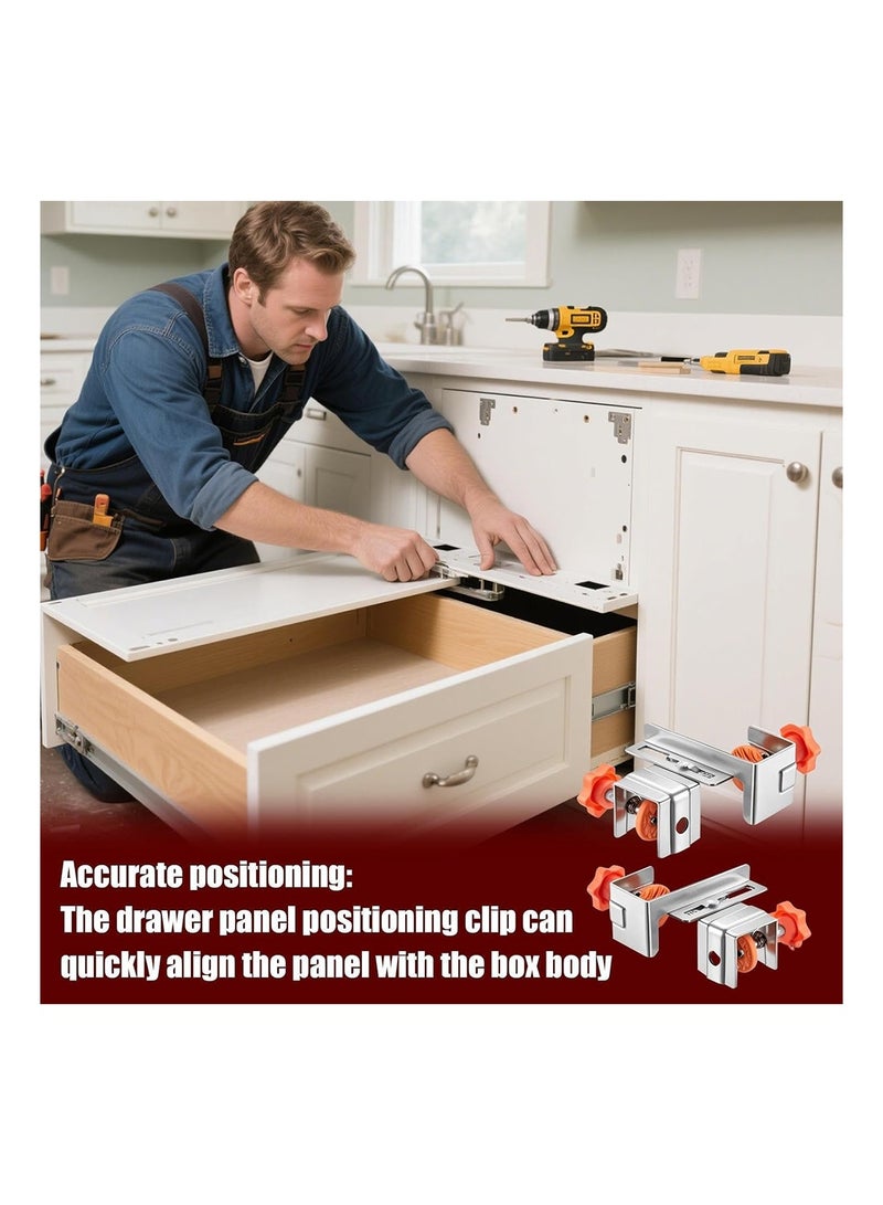 MVAQKLM  Drawer Front Installation Clamps, 2pcs Adjustable Stainless Steel Drawer Panel Clamps, Mounting Jig for Kitchen Cabinet Carpentry, Precise Alignment Tool for Furniture Assembly - Image 2
