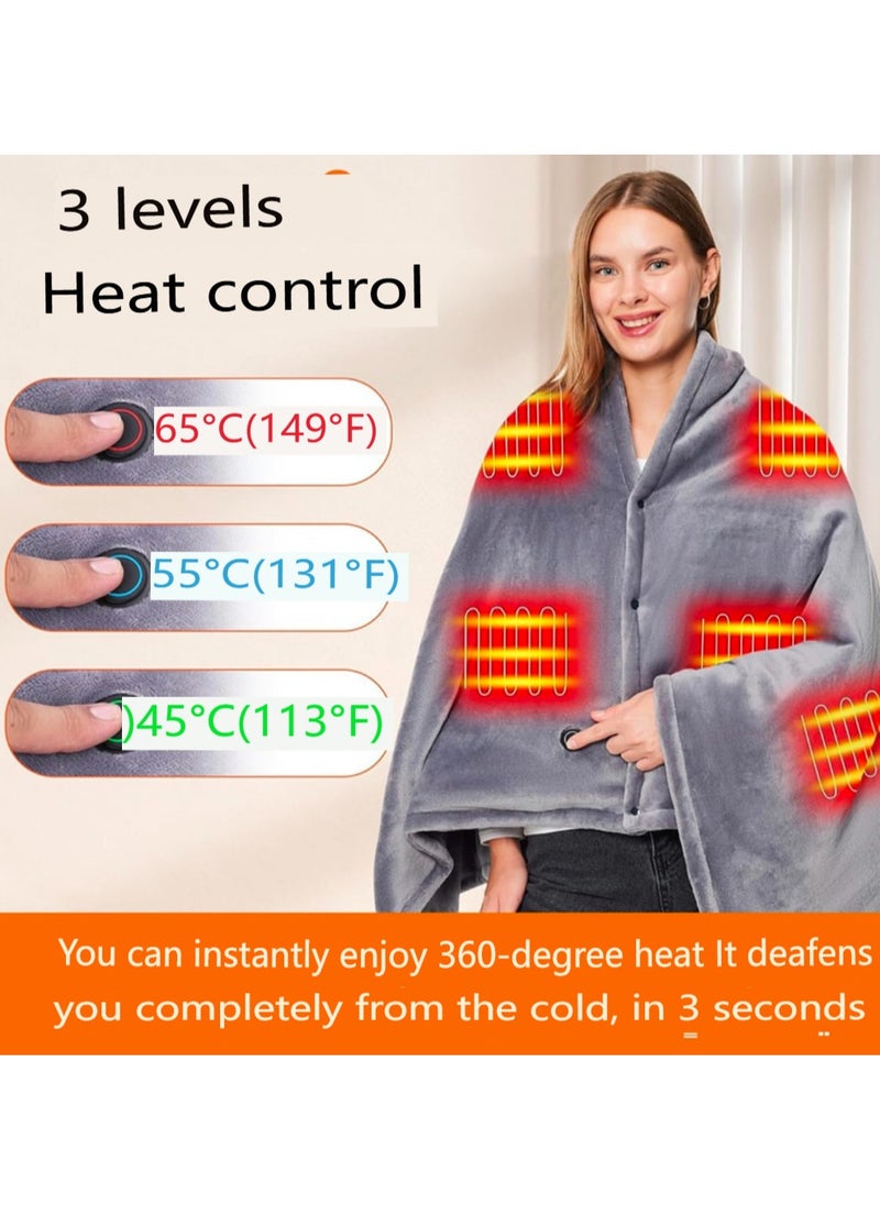 AL RAID - Wearable USB Heated Blanket Shawl – Portable, Cordless Heated Throw with 3 Heat Settings & 7 Heating Zones for Women, Outdoor, Office & Camping - Image 1