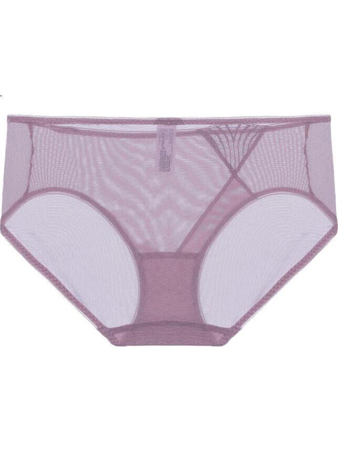 AIMER Amour Women'S Lace Mesh Cotton Crotch Mid-Rise Panties Palace Feather Am23A361 Purple 170 - Image 3