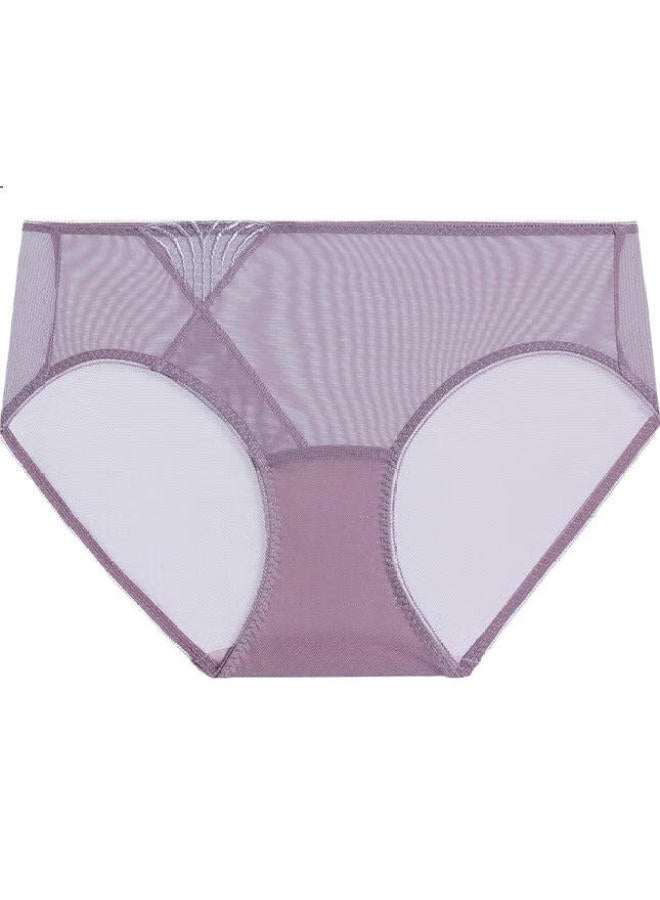 AIMER Amour Women'S Lace Mesh Cotton Crotch Mid-Rise Panties Palace Feather Am23A361 Purple 170 - Image 1